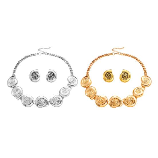 Necklace Earrings Set Exaggerated Snail Pendant And Earrings with Metallic Luster Bohemian Summer Party Jewelry for Beach Vacation And Party Wear