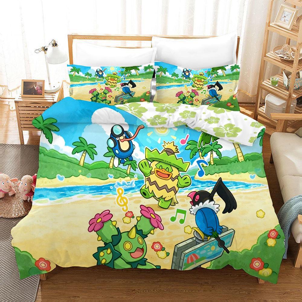 

Cartoon Anime Pokemonzd Bedding Set Children Bedroom Quilt Cover Boy Girl Bedclothes Single Double King Pikachus Duvet Cover 135x200cm