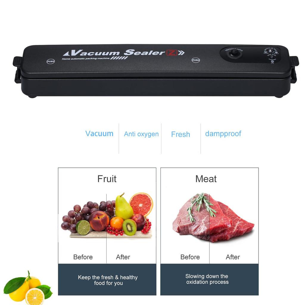 A C110 V 100W Full- Automatic Electric Vacuum Film Sealer Packaging Machine Vacuum Packer Included 10 Pocket Bag Portable for Home Kitchen Daily