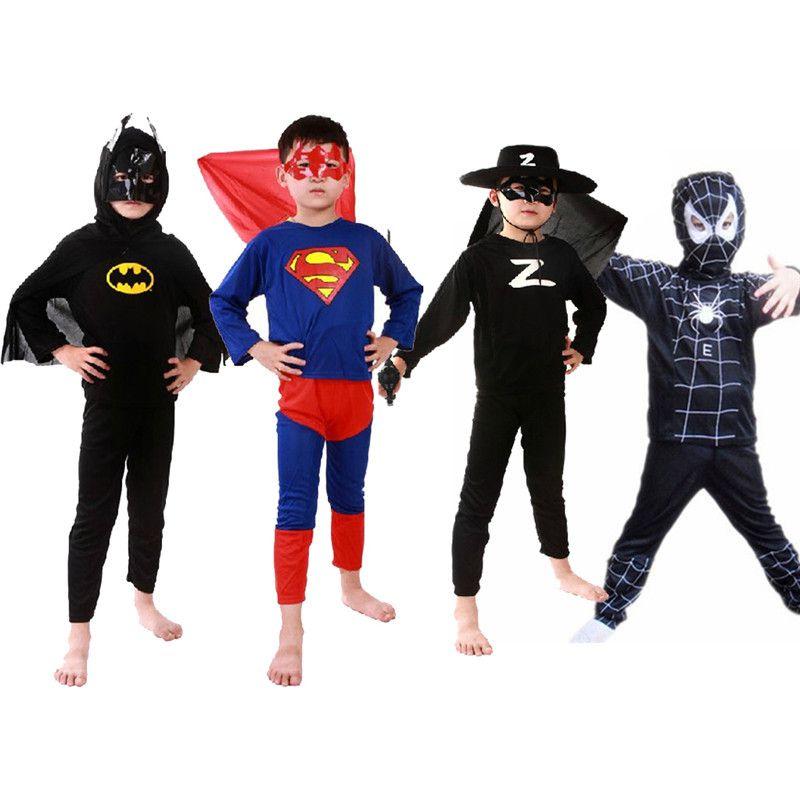 Breathable And Comfortable Kids Halloween Superman Bat Spider Man Cosplay Outfit