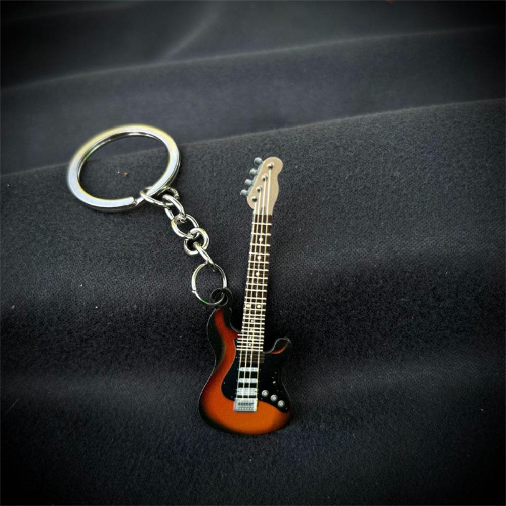 Cool Guitar Key Chain Colorful Musical Instrument Keychain Sweet Guitar Keyring  Bag Pendant