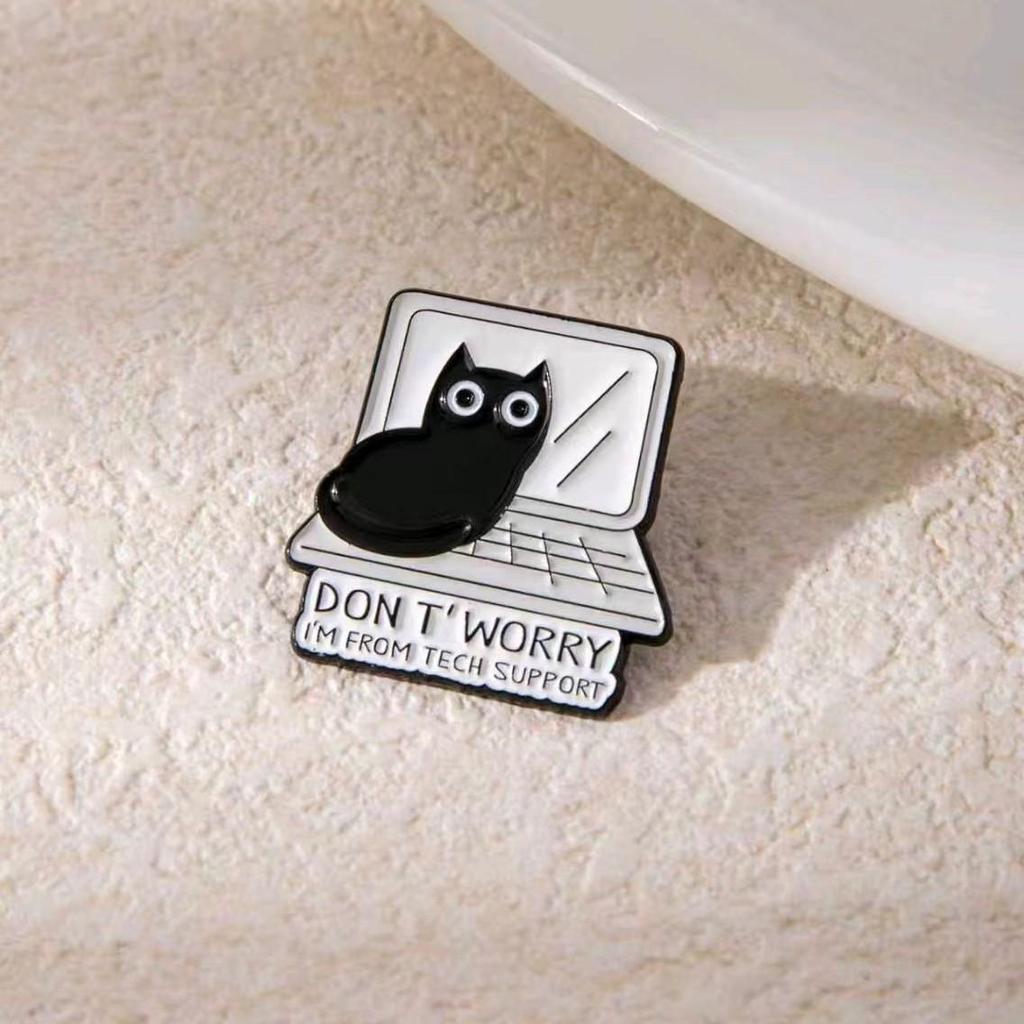 Cartoon Black Cat Brooch: Kitten Alloy Badge for Clothing and Backpacks