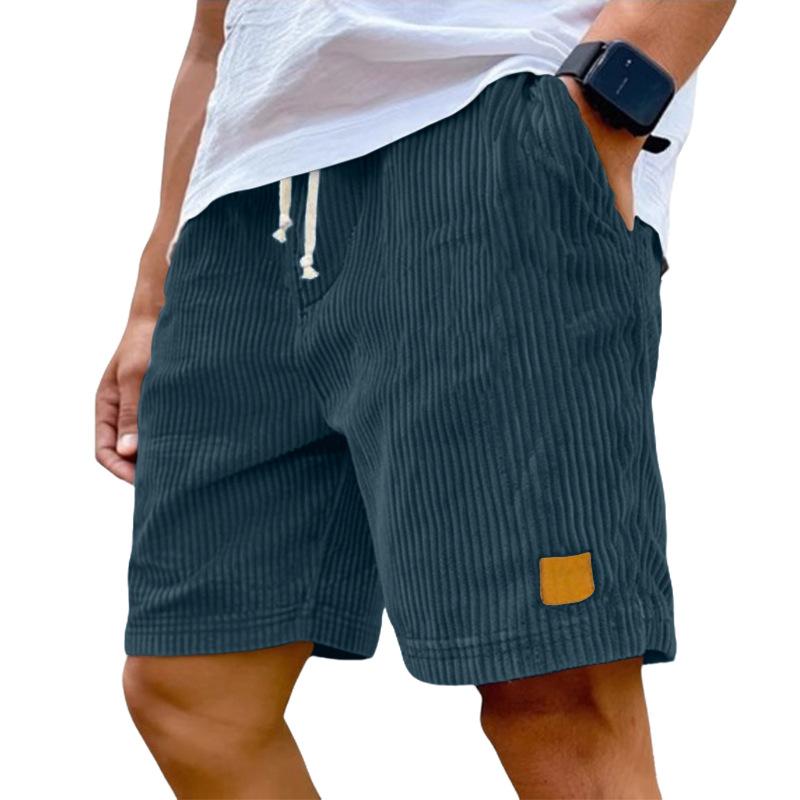 Pantaloncini da uomo in velluto a coste con coulisse - Estivi, Vestibilità ampia, Gamba dritta, Traspiranti, Asciugatura rapida, Casual Sportivi, Cinque pollici