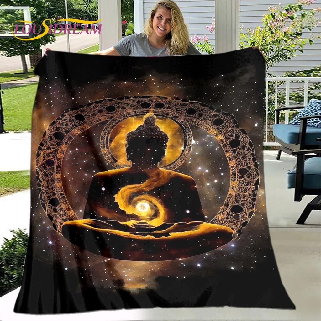Manta 3D Sakyamuni Buddha Guanyin Bodhisattva budismo fe religión manta suave para el hogar orar dormitorio camas funda de sofá