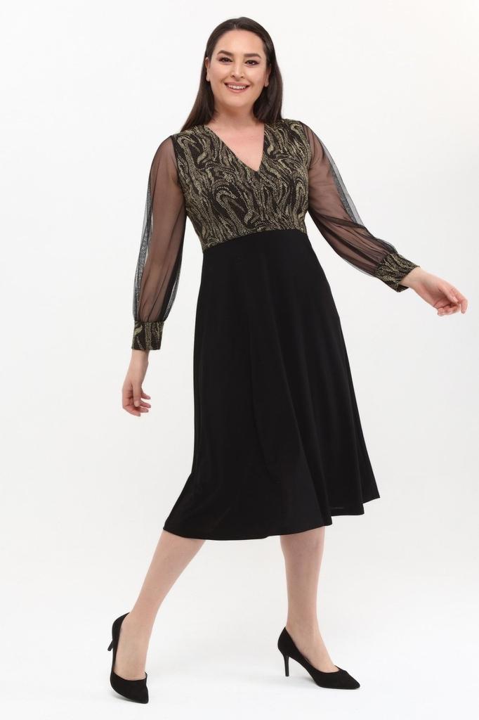 Women's Big Size Dress Medium Size Double Breasted Collar Sleeves Tulle Dress