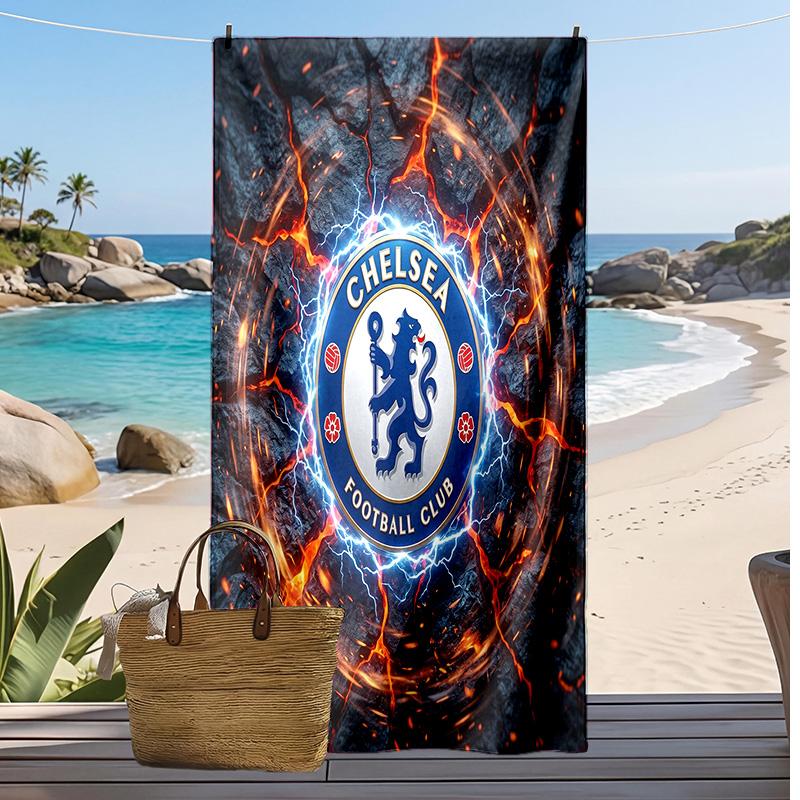 Chelsea FC Printed Beach Towel Quick Dry Soft TowelPortable Large Rectangular Beach Blanket for Travel Swimming Pool