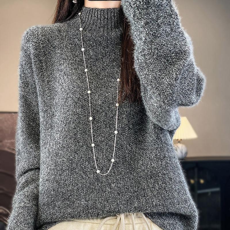 

Turtleneck Thickened Cardigan for Women In Autumn and Winter New Skin-friendly and Warm Versatile Cashmere Knitted Base Shirt Long-sleeved Sweater XXL