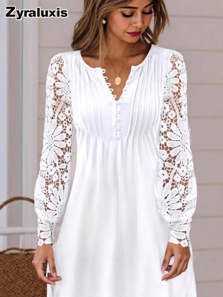 New Women's Fashion Lace Long Sleeve Dress