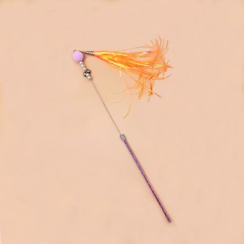 Wire Teasing Cat Stick Long Pole Feather with Bell Fairy Stick Bite Resistant Training Teaser Wand Kitten Toy Pet Supplies