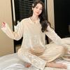 Pijamale de toamnă și iarnă pentru femei de mărime mare, catifea, calduroasă, ocazională, confortabilă, cu mânecă lungă, cu gât rotund, set de îmbrăcăminte pentru casă