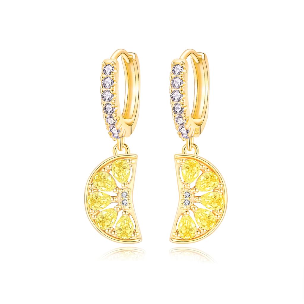 Original Earrings 925 Silver Fruit Series Cherry Strawberry Hoop Earrings Ear Studs Zircon Making Jewelry for Women Girl Party