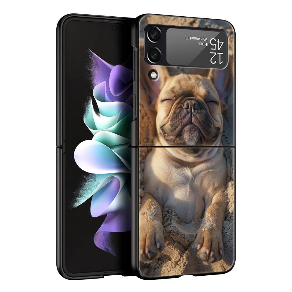 French Bulldog Dog Pet Phone Case For Samsung Galaxy Z Flip3 Flip4 Flip5 Case Shell For Z Flip 3 4 5 6 7 Hard Folding Back Cover
