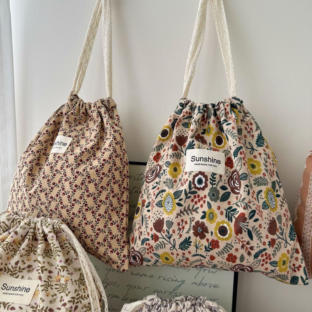 Retro Abraded Cotton Baby Items Storage Bag Diaper Pouch Drawstring Bundle Bags Cosmetic Portable Travel Makeup Bags