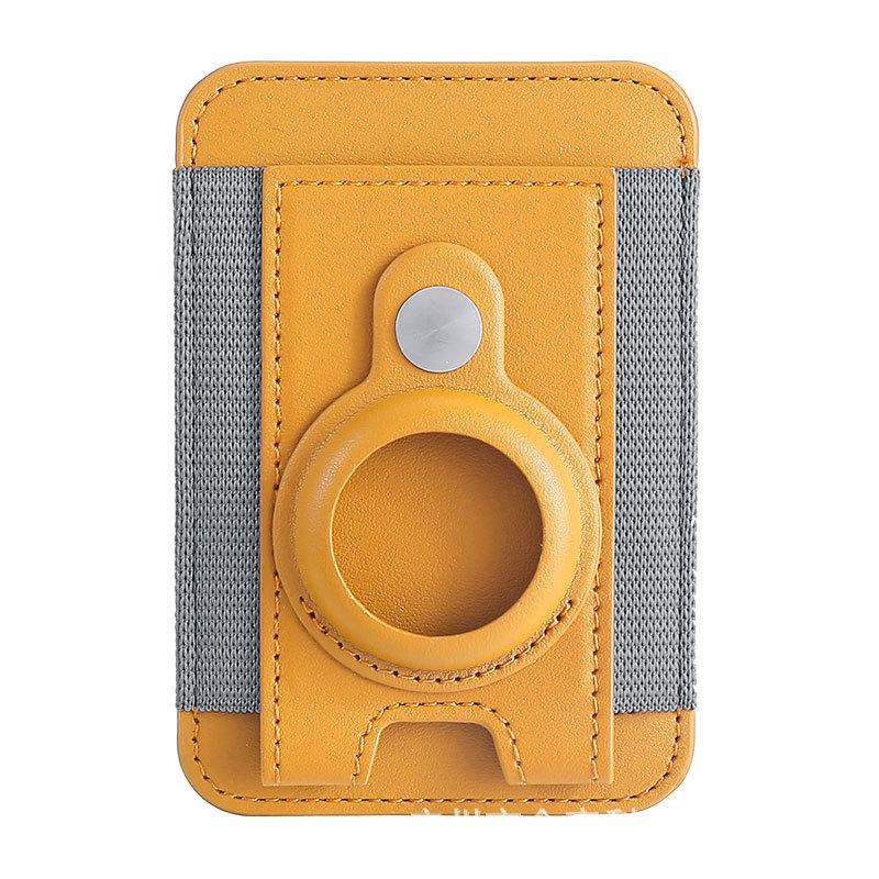 Leather Magnetic Card Holder for AirTag Locator - Strong, Elastic, MagSafe Compatible ID Wallet