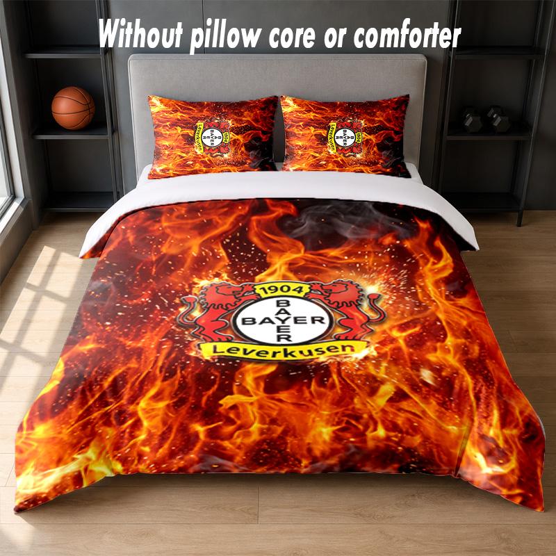 Set Biancheria da Letto Bayer Leverkusen Football Design 1 Copripiumino + 2 Federe Morbido Traspirante Biancheria da Letto per la Casa