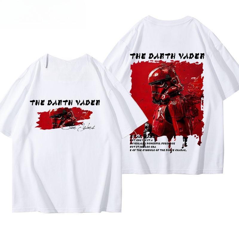 2026 New Style Star Wars Star Wars ShortSleeved American Retro Casual StreetTough Textured HeavyDuty  Cotton TShirt