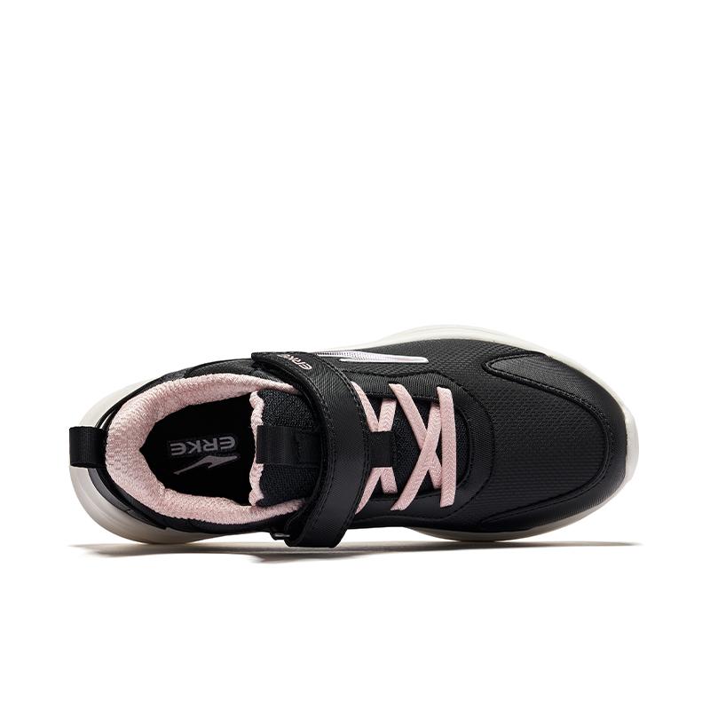 Hongxing Erke Kids Synthetic Leather Mingao 2.0 Trendy Wear-Resistant Low-Top Running Shoes Kids Running Shoes Black Pink 65124403050-014