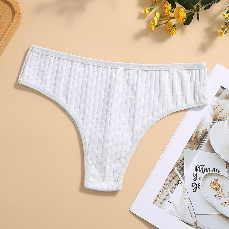 Women's Sexy Seamless Ribbed Low-Waist Cotton Thongs - Charming, Comfortable, Solid Colors