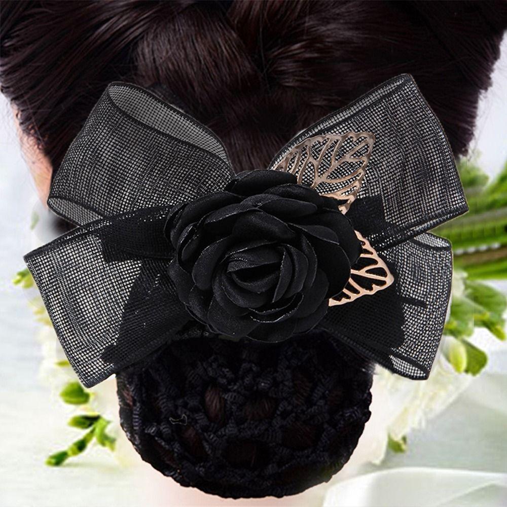 Hair Bun Cover Big Bow Korean Bun Snood Ponytail Clip Hairgrips Cover Net Women Spring Clips