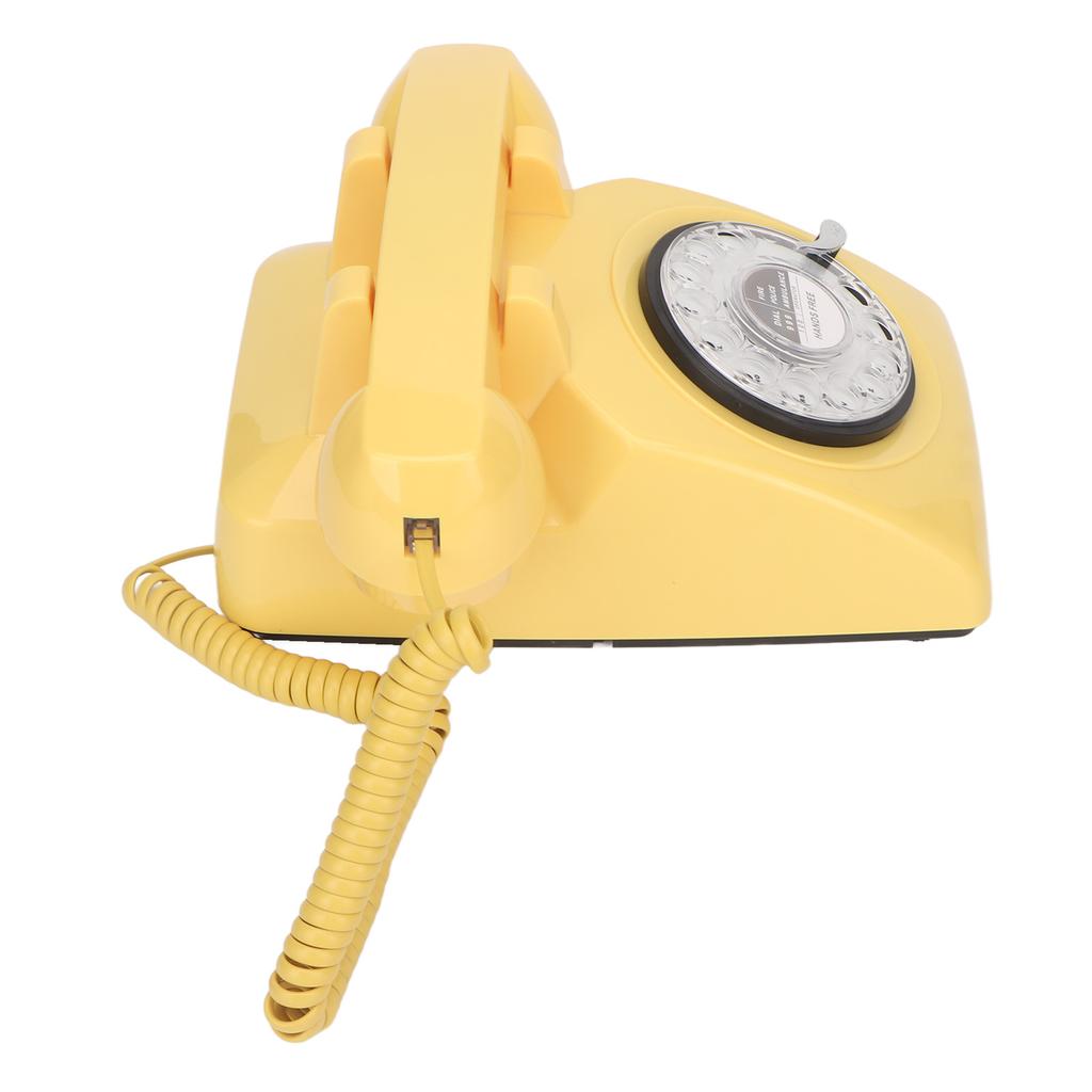 Retro Telefon Obrotowy Klasyczna Symulacja Vintage Mechaniczny Dzwonek Telefon dla Domu Biura Żółty