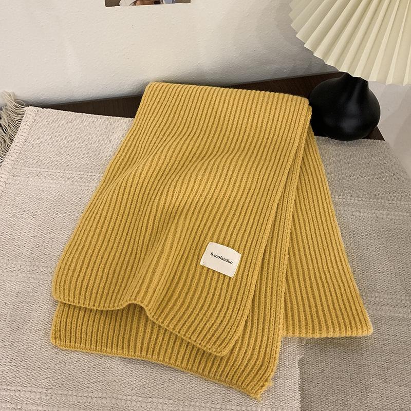 Solid color knitted scarf women's autumn and winter Korean version of student wool versatile warm thickened scarf couple trendy male couple