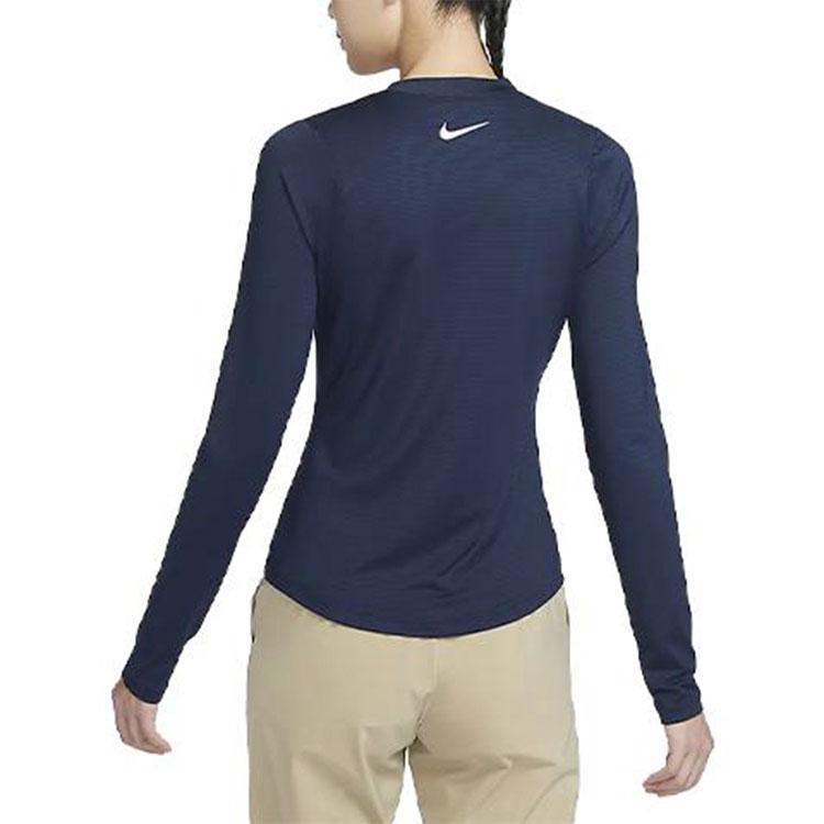 Nike UV Victory Solid Round Neck Quick-Dry Slim Fit Printed Golf Long Sleeve T-Shirt Women Tops Obsidian DH2069-451