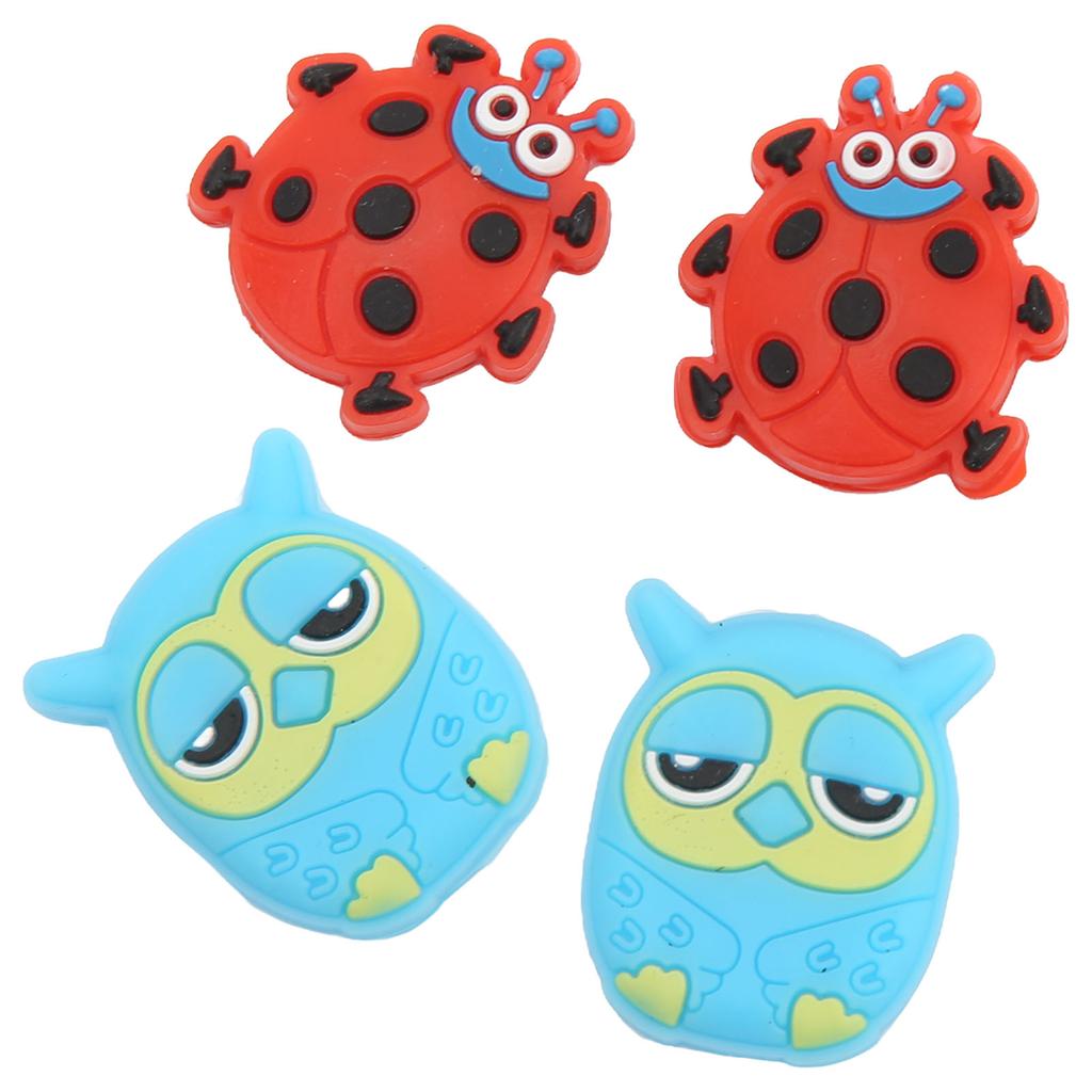 4 PCS Tennis Racket Vibration Dampener Cartoon Animal Shape Tennis Shock Absorber Red Ladybird