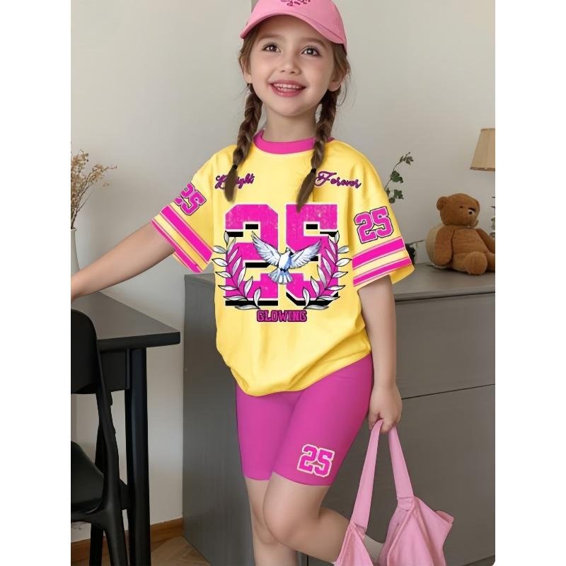 Fashion Women's Short-sleeved Set Spring Summer Number 23 Bow Fashion Women's Short-sleeved Casual Set
