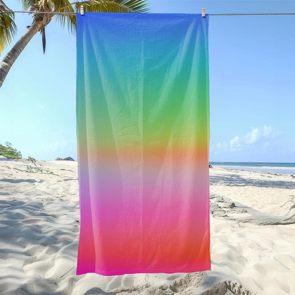 Jmg Household Supplies Super Beautiful Gradient Color Beach Towel, Soft And Absorbent, Essential For Camping, Swimming, And Beach Activities Gym Towel
