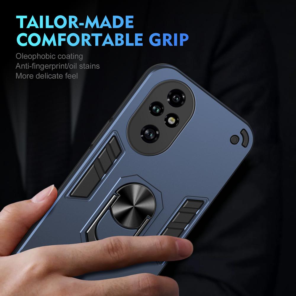 KEYSION Shockproof Armor Case for HONOR 200 Pro 5G Silicone+PC Camera Protection Ring Stand Phone Cover for Huawei Honor 200 5G