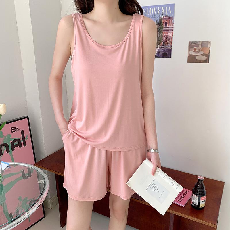 

Youkesi Women s Modal Vest and Shorts Pajama Set - Casual, Loose, Plus Size, Round Neck, Summer Homewear, Wearable Outdoors XL