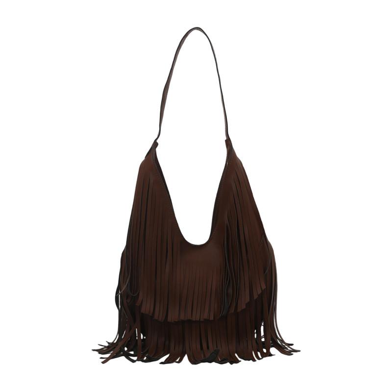 Lange Quasten Damenhandtasche Mode Umhängetaschen für Damen Handtasche Weiches PU-Leder lässige Hobo-Tasche Achseltasche Damen Tote