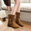 Fashion Women's Boots Autumn Winter Retro Suede Middle Cylinder Ankle Boots Comfortable Rubber Sole Soft Sole Snow Boots Women's Shoes