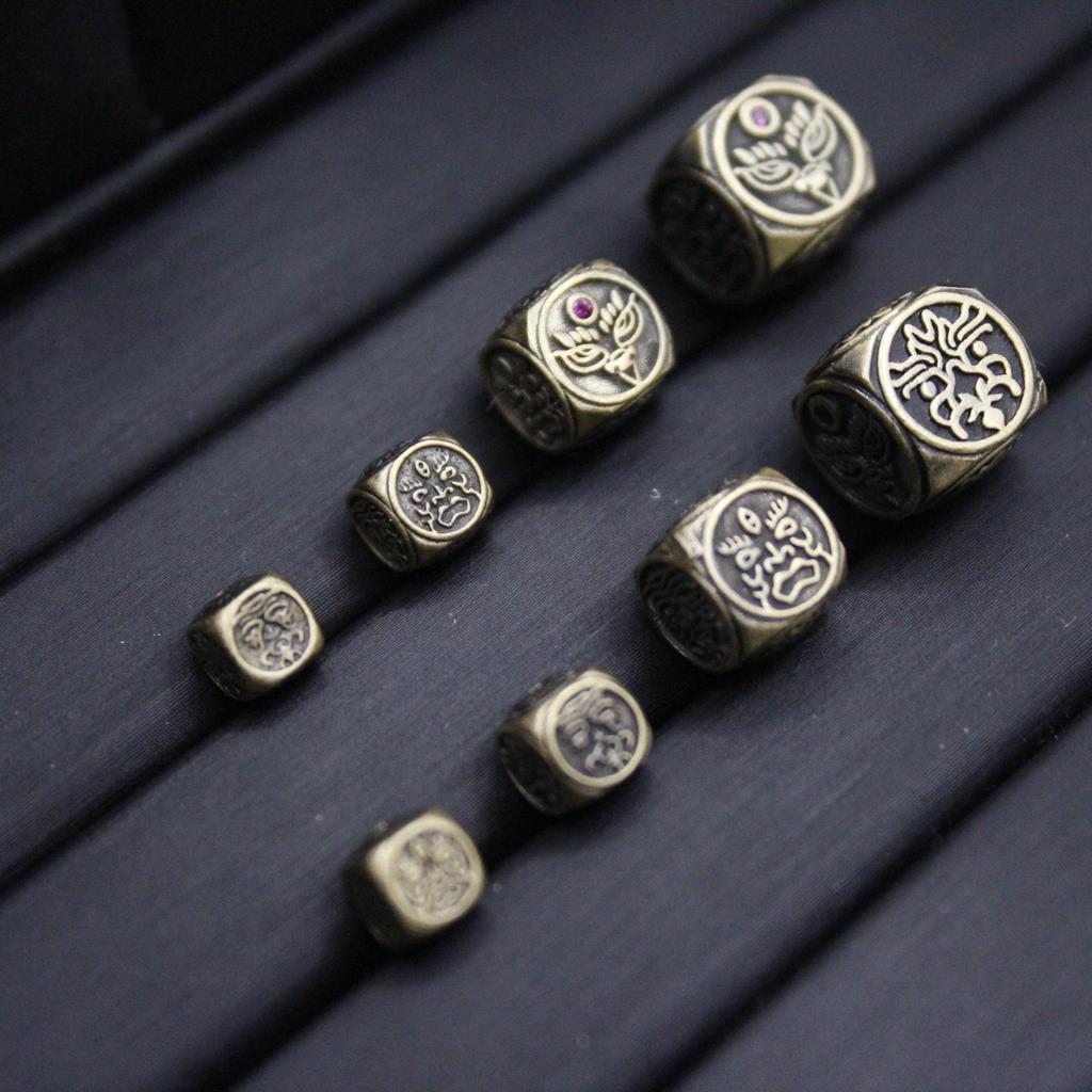 Tibetan Antique Bronze Jambhala Zircon Spacer Beads for DIY Brass Jewelry
