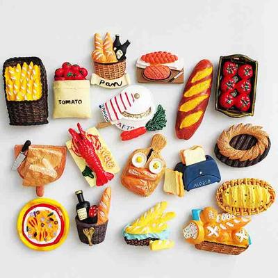 Creative Lovely Resin Refrigerator Magnet Sticker Bread Milk Bacon Fried Egg Pan