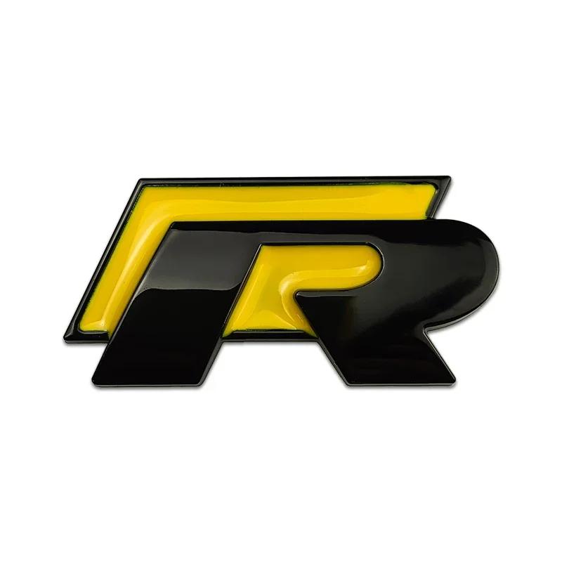 WGLRK1 For Volkswagen VW Rline GTI Golf 5 6 7 Jetta Passat Touran Scirocco Metal R Badge Car Front Grille Emblem Rear Trunk Stickers