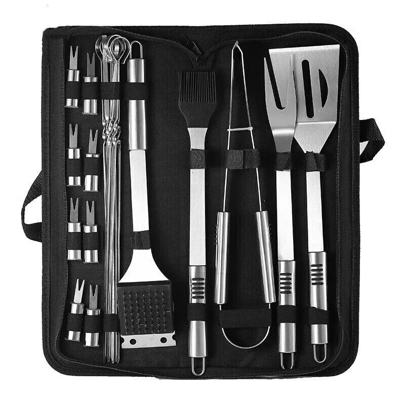 

Stainless Steel Oven Set Barbecue Combination Tool Outdoor BBQ Barbecue Set Barbecue Set Storage Portable Cloth Bag Baking Tool