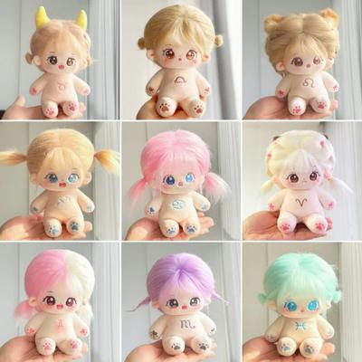 20cm Kawaii plyšová bavlnená bábika Roztomilá krásna nahá vypchatá hračka DIY Zodiakálne idol bábiky Dievčatá Deti Priateľky Zbierka Darček