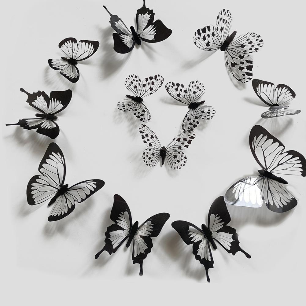 24 Pcs/Set Black White Butterfly Wall Stickers For Wedding Decoration Paster Bedroom Living Room Home Decor Butterflies Decals