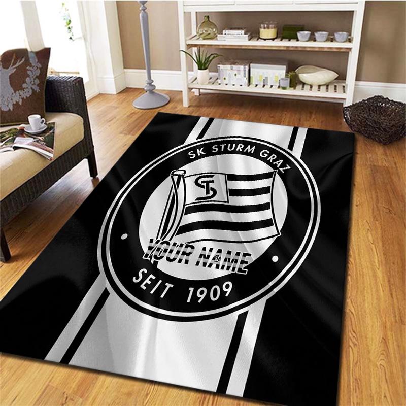 Sk Sturm Graz Crest Custom Name Carpet Rug For Living Room Bedroom Home Sofa Decoration Kids Play Nonslip Floor Mat