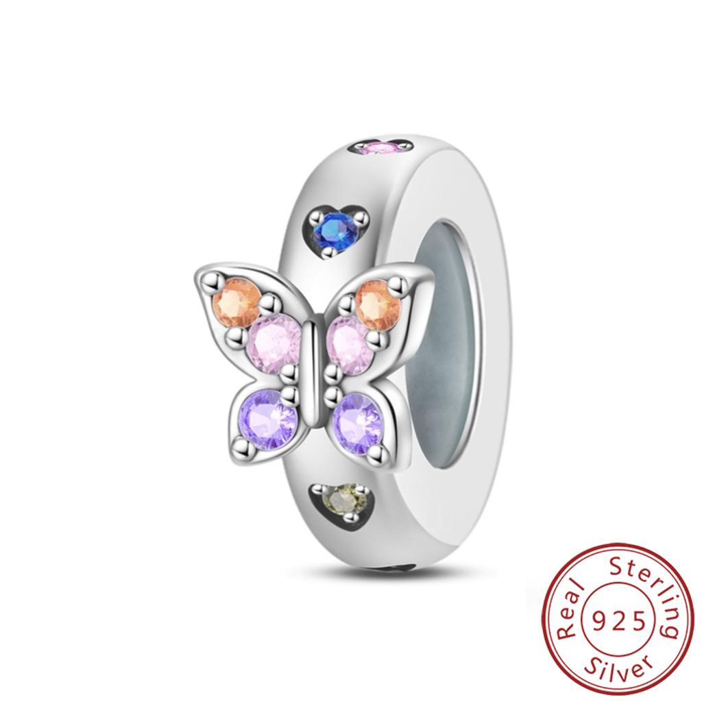 925 Silver Paw Prints Flowers Stars Moon Butterfly Safety Buckle Spacer Beads Fit Bracelets Necklace DIY Jewelry Gifts