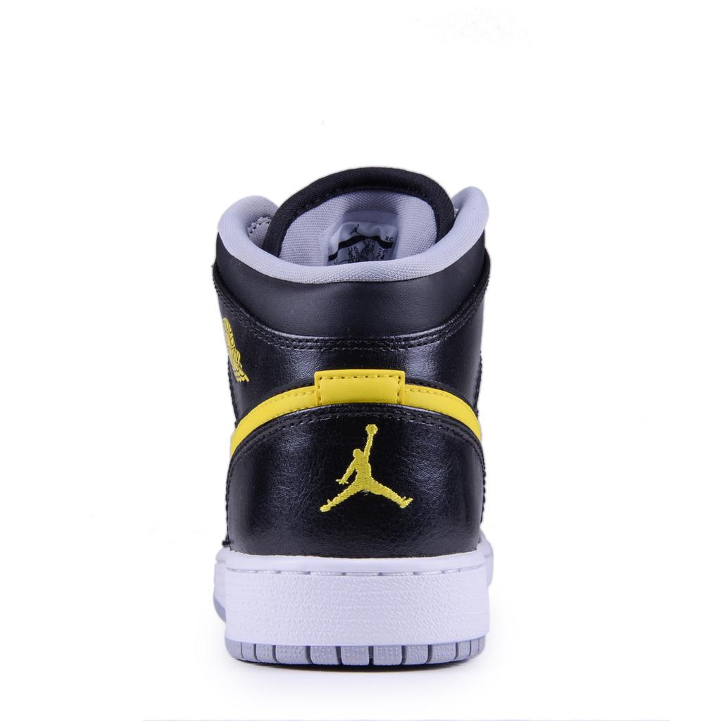 Jordan Air Jordan 1 Cushioning, Wear Resistant High top Vintage Basketball Shoes Men's Black Yellow 554724-070