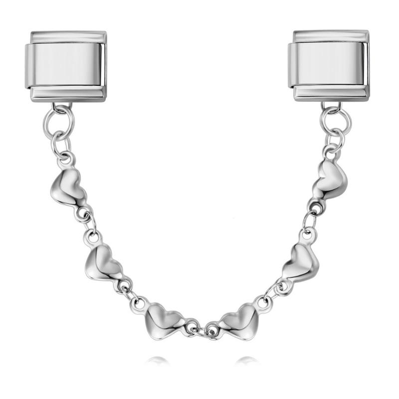 Fashion Women Stainless Steel Heart Chain Italian Charms Link Buckle Fit 9Mm Bracelet Diy Jewelry Accessories