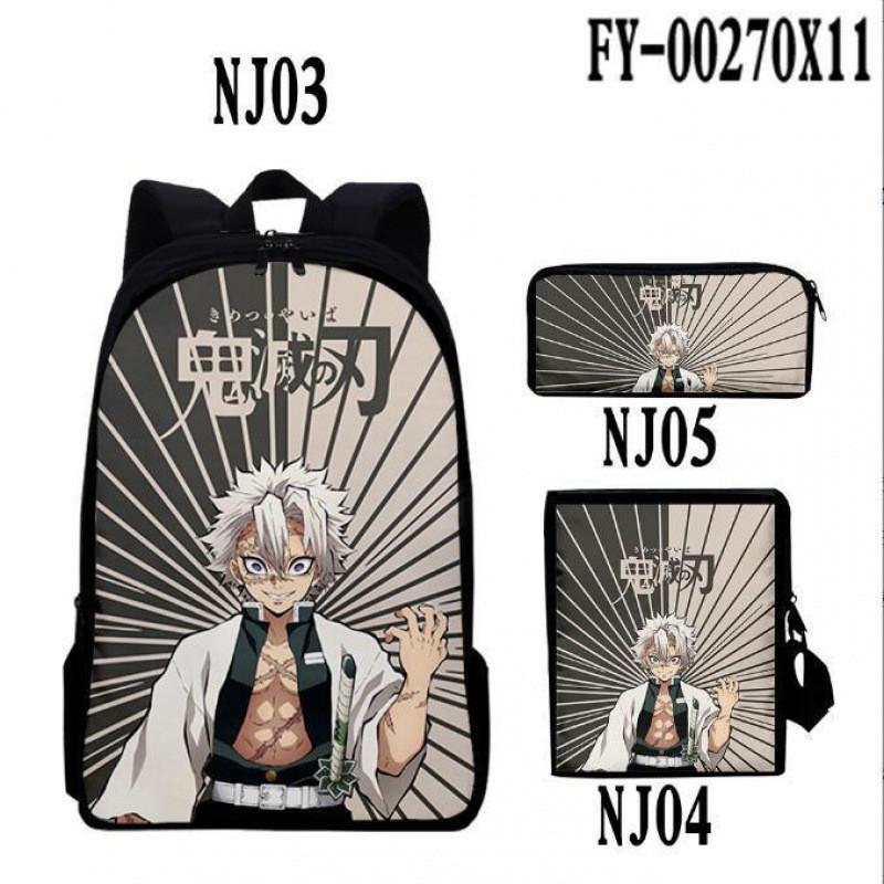 Demon Slayer Kimetsu No Yaiba Backpack Set With Breathable Polyester For School And Travel