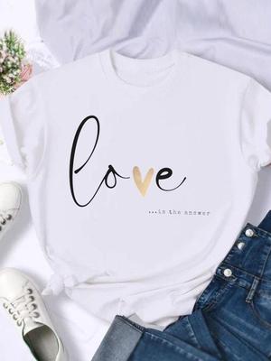 (Asian Size) Sweet Love Style Cute T Shirt Clothing Casual Fashion Print Female Casual Women's Top Graphic Tee Short Sleeve T-shirts