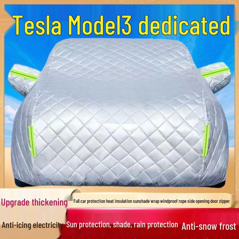 

2024 Tesla Model 3 All-Weather Car Cover: Anti-Hail, Sun & Rain Protection with Thick Cotton Quilt. Thickened Cotton Anti-Hail Sunshade All-Season