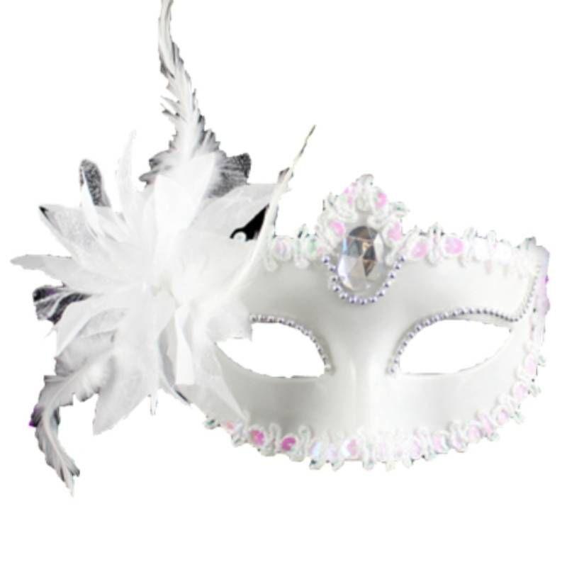 Elegant Lace Masquerade Mask With Rhinestone Flower Accents For Women's Halloween Costume Props