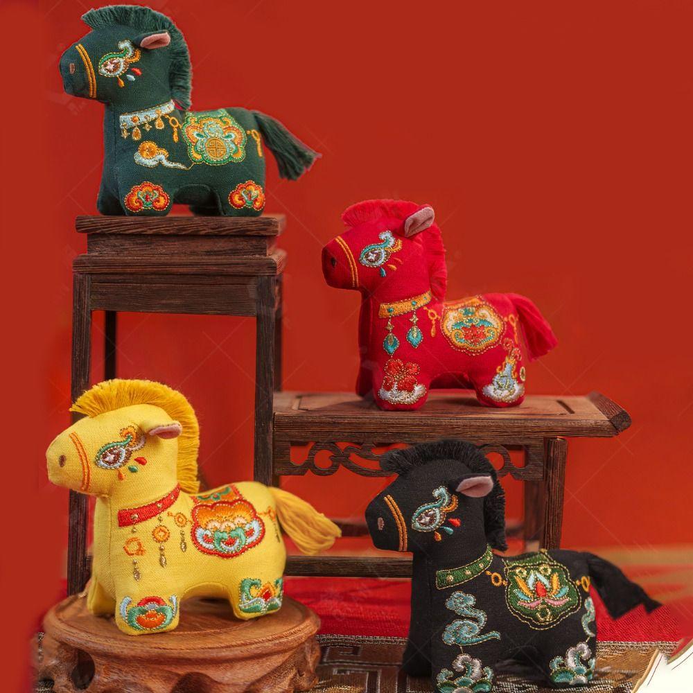 Brocade Zodiac Horse Sachet Embroidery Refillable Mascot Pony Pendant Chinese Style Zipper Design Pony Car Pendant