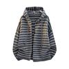 Women's Retro Striped Hooded Knit Cardigan Sweater Coat