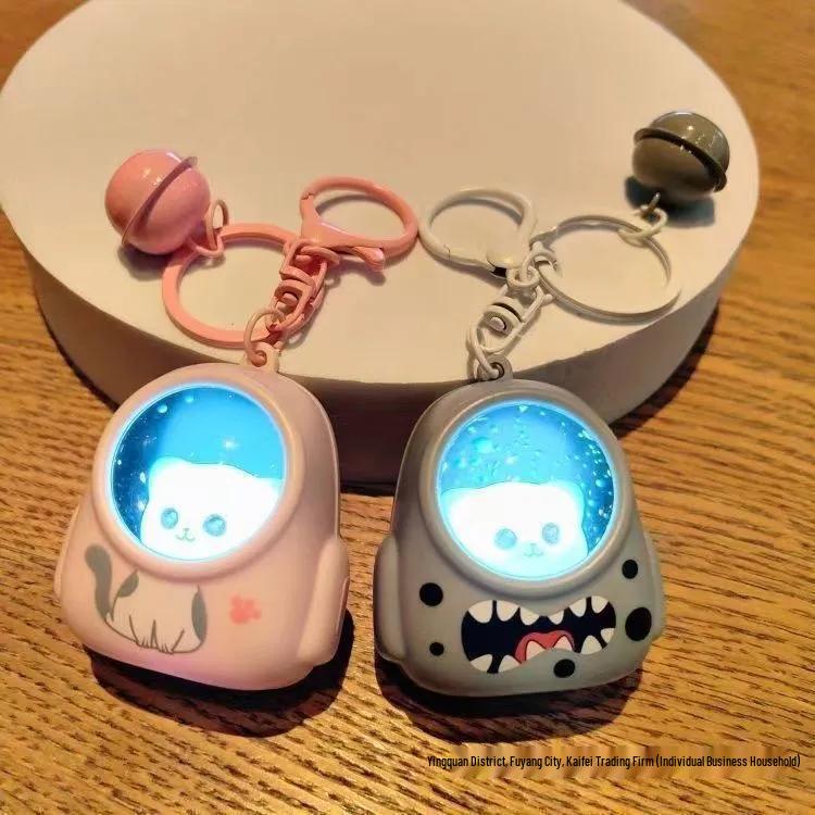 Adorable Bear Backpack Night Light Keychain Charm - Perfect for Bags and Cars